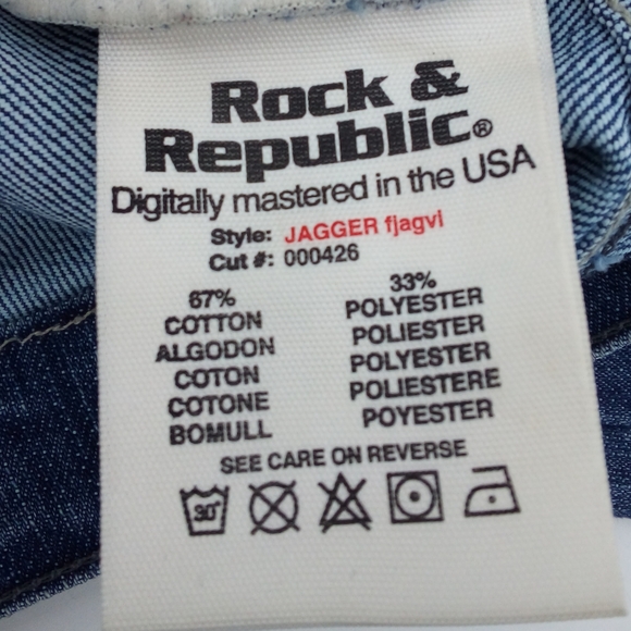 Rock & Republic Boot Cut Blue Jeans fleur de lis Jagger Cotton Blend Retro 27 - Picture 5 of 11